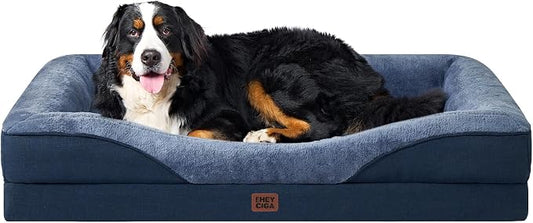 EHEYCIGA Orthopedic XXL Dog Bed for Large Dog, Memory Foam Dog Couch, Navy | 52x41 Inch Extra Large Sized Dog Sofa with Sides, Waterproof Liner & Washable Removable Cover, Bolster Pet Couch