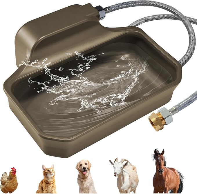 PETTEN Auto Fill Dog Water Bowl, Outdoor 1Gal/3.75L Automatic Dispenser | Auto-refill float valve,no electricity.3.75L for dogs/cats&livestock.3/4"GHT hose connection.Food-grade HDPE,durable