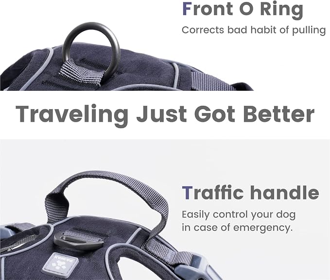 Pawaii No Pull Dog Harness with Pet ID Tag, Reflective Vest | Built for safer walks with a QR Pet ID Tag, ront no pull clip, reflective trim,control handle and breathable mesh lining