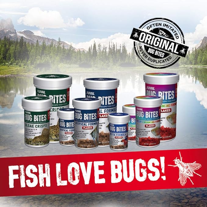 Fluval Bug Bites Tropical Fish Food, Flakes for Small to Medium Sized Fish, 0.63 oz., A7330, Brown