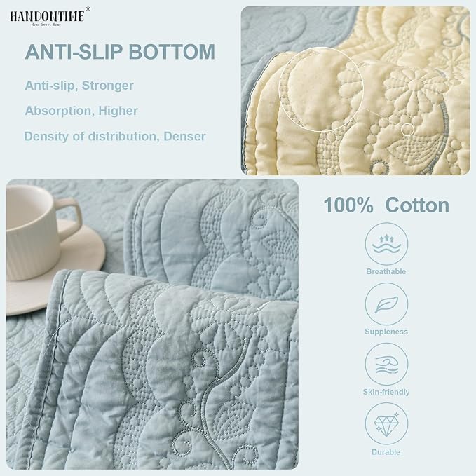 HANDONTIME Pet Protector Furniture Covers - Cotton Couch Cushion Covers, Embroidery Jacquard Dog Couch Cover Sofa Cover for Dogs, Soft Pet Friendly Sofa Protector Washable (Misty Blue, 35.4" x 63")