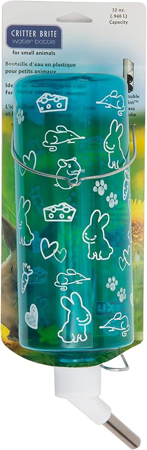 Lixit Standard Cage Water Bottles for Rabbits, Ferrets, Guinea Pigs, Hamsters, Rats, Mice and Other Small Animal's (32 Ounce, Blue)