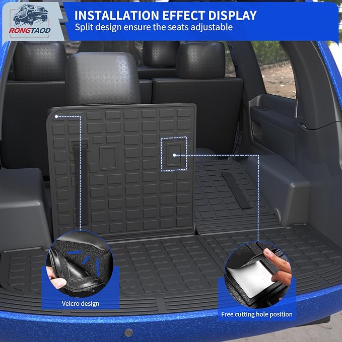 Rongtaod Floor Mats Compatible with 2020-2025 Kia Telluride 7&8 Seats (Not for 2027) Trunk Mat Cargo Mat Cargo Liner Back Seat Cover 2024 Telluride Accessories (Trunk Mat with Backrest Mat+Floor Mats)