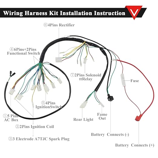 PRO BAT Full Electrics Wiring Harness Kit | for 50cc 70cc 90cc 110cc 125cc Chinese ATV Quad Bike 4 Wheeler SunL Baja Taotao JCL Coolster with CDI Coil Magneto Stator