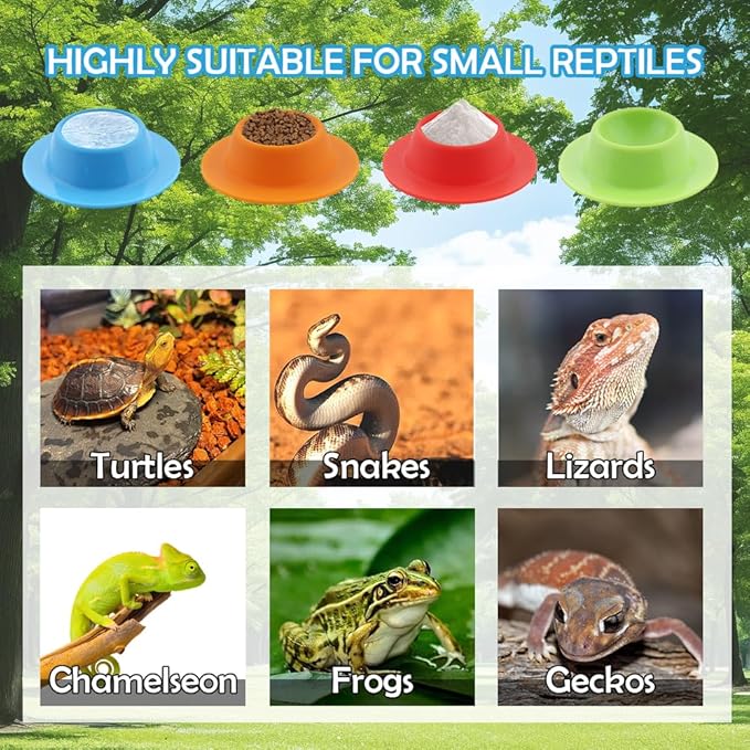 4 Pack Gecko Calcium Dish Small Reptile Food and Water Bowl Silicone Shallow Feeder for Reptile Lizard Gecko Frog Snake Turtle