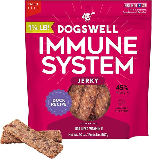 Dogswell Immune System Jerky Dog Treats, Duck, 20 oz. Bag