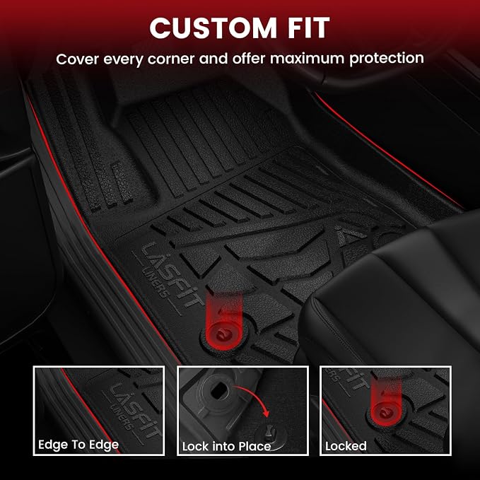 LASFIT Floor Mats for Chevrolet Chevy Colorado/GMC Canyon 2015-2022 Extended Cab Only (Not Fit Crew Cab), All Weather TPE Custom Fit Floor Mats for Cars, 1st and 2nd Row Car Floor Mats Full Set