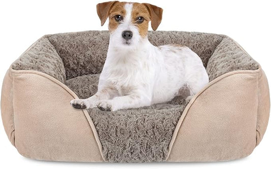 Medium Dog Bed for Large, Small Dogs - Rectangle, Washable, Orthopedic, Soft, Calming, Durable Pet Cuddler with Anti-Slip Bottom (M: 25"x21"x8")