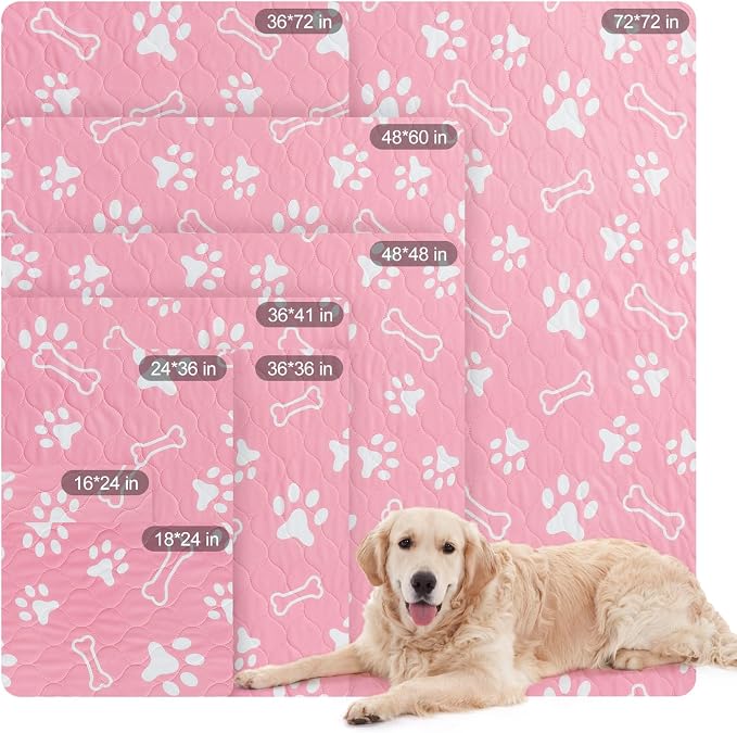 BEAUTYZOO 2 Pack Washable Pee Pads for Dogs,Reusable Puppy Pads 18x24 Pink | Waterproof Super Absorbent,Non Slip and Leak-Proof Against Urine,Whelping Pads Mats for Puppy Potty Training,Playpen,Crate
