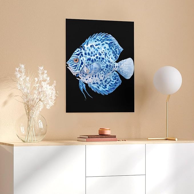 Discus Fish Wall Art Canvas Artwork Vintage Hanging Pictures Painting Poster for Home Decor