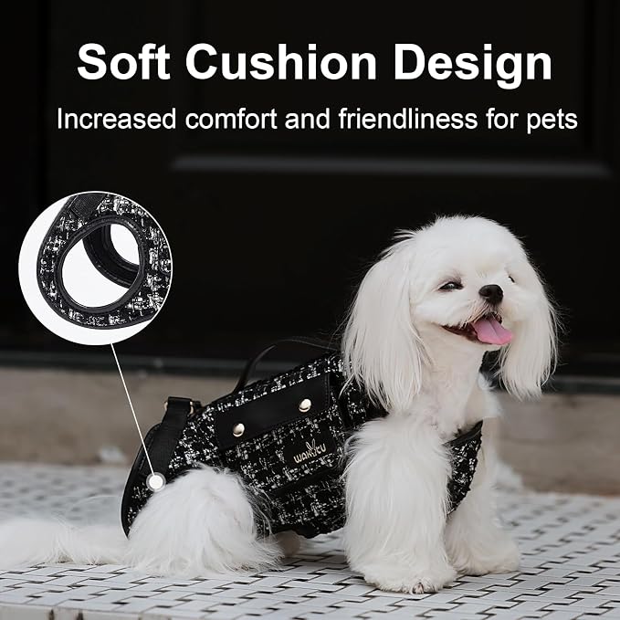 Wakytu Dog Lift Harness Dog Carrier Sling for Small Dogs & Cats,L | stylish puppy sling carrier with handle & pocket,adjustable leash,walking & travel
