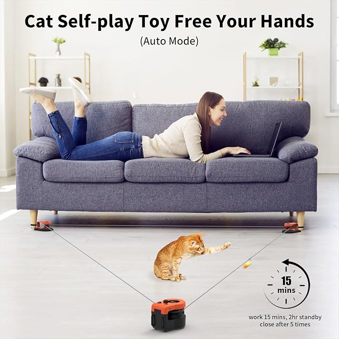 AsFrost Interactive Cat Toy for Indoor Cats Chase/Run/Hunt/Exercise-Orange | Self Play/Remote Control Funny Cat Toy, Gifts for Cat Lovers, Kitty's Weight Loss and Health