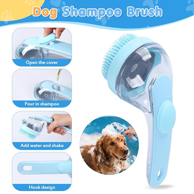 6 Pcs Dog Washing Kit: Bath Brush, Hair Brush, Washing Glove, Dog Towel | Dog Brush for Shedding, Toothbrush, Large Towel, and Dry-wet Separation Bag, Dog Bath Grooming Kit, Dog Bath Supplies