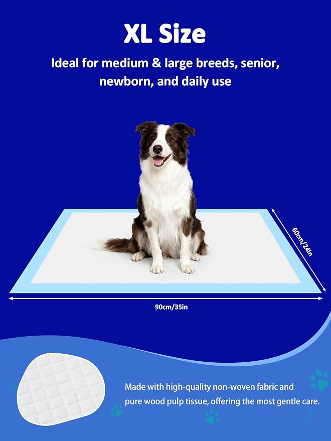 Ownpets XL Dog Training Pads 35x32, 6-Layer Leak-Proof Pee Pads, 40 Count | Absorbent 6 Layer, Quick-Dry Surface Locks Moisture & Odors, Non-Slip Backing, Ideal for Puppies, Seniors & Large Breeds