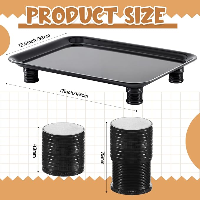 Marsui Ant Proof Pet Food Tray, Waterless Raised Cat Dog Bowl Stand with Adjustable Legs, No-Fill Physical Barrier for Indoor Feeding Station, Kitchen Sweets and Trash Area(43mm-75mm,Black)