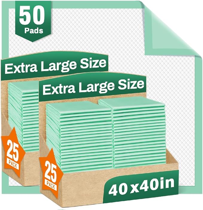 MILDPLUS Disposable Bed Pads 40"X40" 50pcs Extra Large Pee Pads | Incontinence Bed Pads, Heavy Duty Super Absorbent Underpads, Waterproof Chucks Pads for Adults, Elderly or Pets, 100x100CM