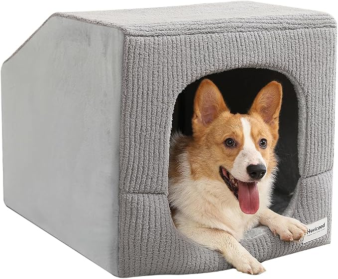 Hovicaed Indoor Dog House Small Sized Dog Tent with Dog Cave Bed 26x20ines | Covered Dog Bed With Washable Removable Cover-Pet Orthopedic Egg-Crate Foam Cushion Sturdy Frame For Inside Dog House