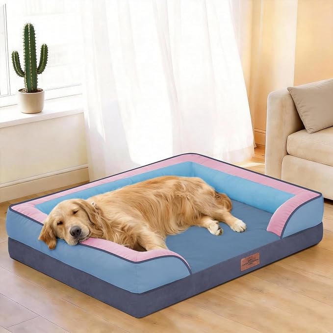 Comfort Expression Orthopedic Dog Beds for Large Sized Dog with Bolster | Waterproof Dog Couch Bed with Washable Cover & Non-Slip Bottom, Supportive Egg Crate Foam Large Pet Bed, 36x27 Inch