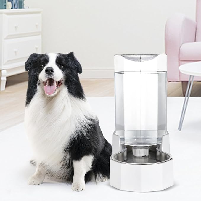 Sfozstra 8L Gravity Dog Water Dispenser:Stainless Steel Bowl | No Filter Maintenance/ Non-Slip Base/Easy-Clean/for Living Room & Bedroom/Multi-Pet Friendly