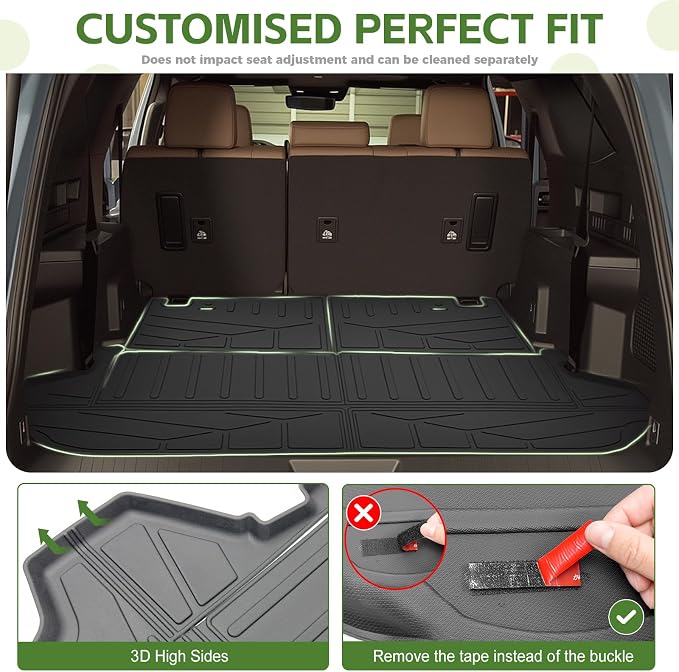 Cargo Liners for 2025 2026 Toyota 4Runner 7 Seats Gas, Trunk Mat with 3rd Row Seat Back Cover All Weather Rear Cargo Mat Backrest Protector Accessories (Not for Hybrid EV&i-Force MAX)