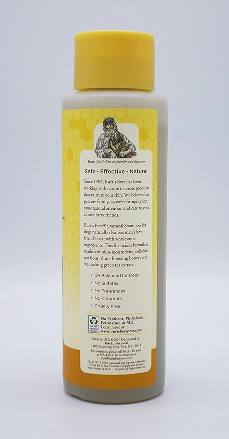 Burt’s Bees for Pets Oatmeal Dog Shampoo with Honey, Soothing Dog Shampoo for Itchy and Sensitive Skin, pH Balanced Formula That Gently Cleans and Moisturizes Dog Coats, 16 Fl Oz