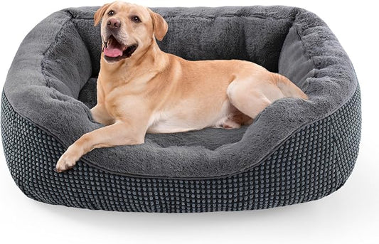 Large Dog Beds for Large Dogs Washable, Rectangle Dog Beds Large Sized Dog, Orthopedic Dog Bed, Warming Soft Sleeping Puppy Bed Durable Pet Bed with Anti-Slip Bottom L(35"x25"x10")
