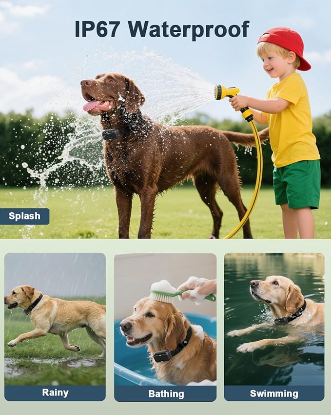 Shock Collar for Dogs, IP67 Waterproof Dog Training Collar with Remote Control, 3 Modes: Beep, Vibration, Safe Static, Rechargeable Adjustable for 15-110lbs Medium Large Dogs