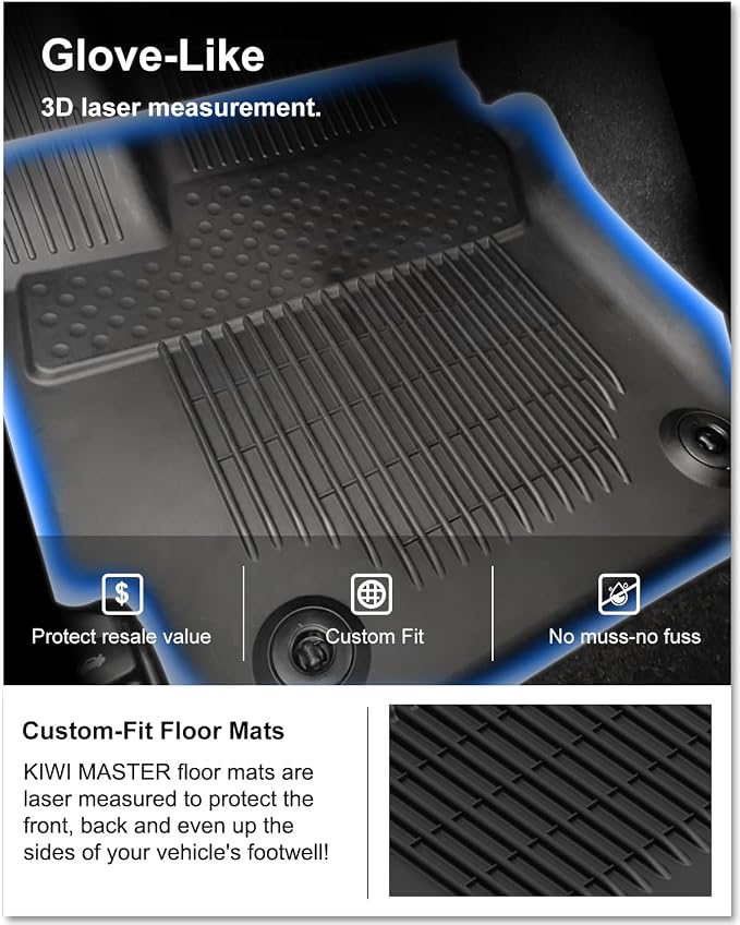 KIWI MASTER Floor Mats for 2020-2026 Toyota Corolla Sedan Hatchback, OEM Replacement PT908-12190-02, Custom Fit All Weather Car Mats, Heavy Duty TPE Floor Liners, Front & Rear 2 Row, Black