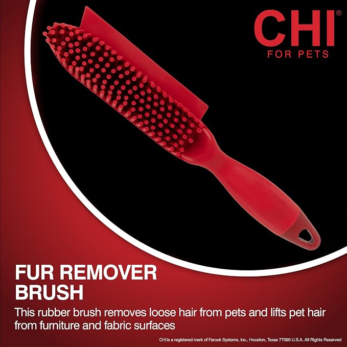 CHI for Dogs Rubber Fur Accumulator Brush, Dog Grooming Tool for Removing Loose Hair and Lint from Coats Furniture Clothing and Car Seats, Flexible Rubber Bristles, Easy Clean Grooming Brush | Flexible rubber bristles, removes loose hair and lint from ...