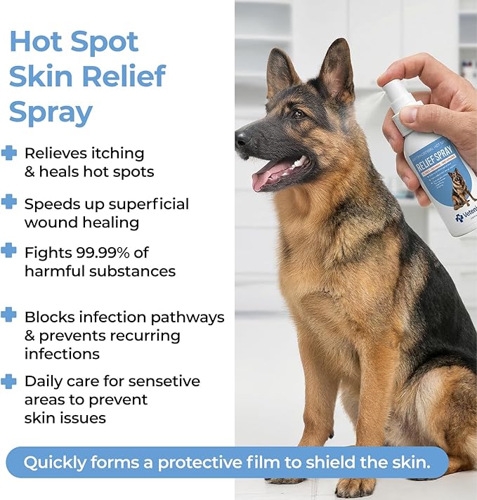 Hot Spot Spray for Dogs Healing Aid for Skin Sores, Irritations & Redness | Anti-Itch Relief to Stop Chewing & Licking | Safe, Non-Toxic HOCl Formula for All Animals | 3.38 fl oz