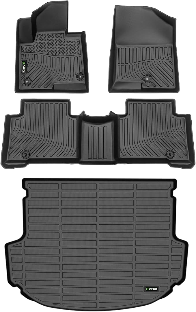 HAFIDI® Floor Mats & Cargo Liner Set Fit for 2013-2018 Hyundai Santa FE Sport All Weather Car Mats Protection TPE Anti-Slip Full Set Floor Liners Custom Accessories - Black