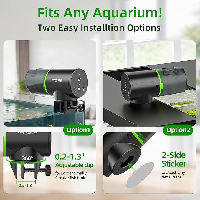 Freesea Automatic Fish Feeder for Aquarium: 3 Timers & One-Touch Easy Setup - 7-14 Day Supply with 200ML Food Dispenser - Worry-Free Vacation Feeding for Betta Turtle Tank