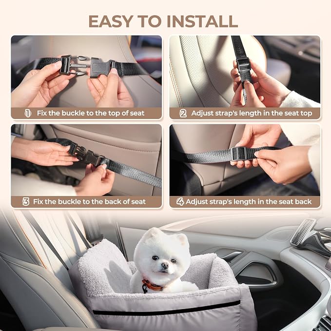 Dog Car Seat for Small Dogs & Cats Under 25 lbs, Black Grey
