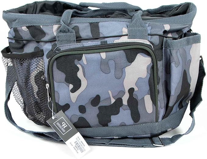 Jeffers Poplar Head Grooming Bag – Horse Grooming Organizer Tote with Pockets for Brushes, Tools, Clippers, Shampoo, Detangler – Stable Barn Kit Carrier for Horses, Pets, Livestock, Urban Camo