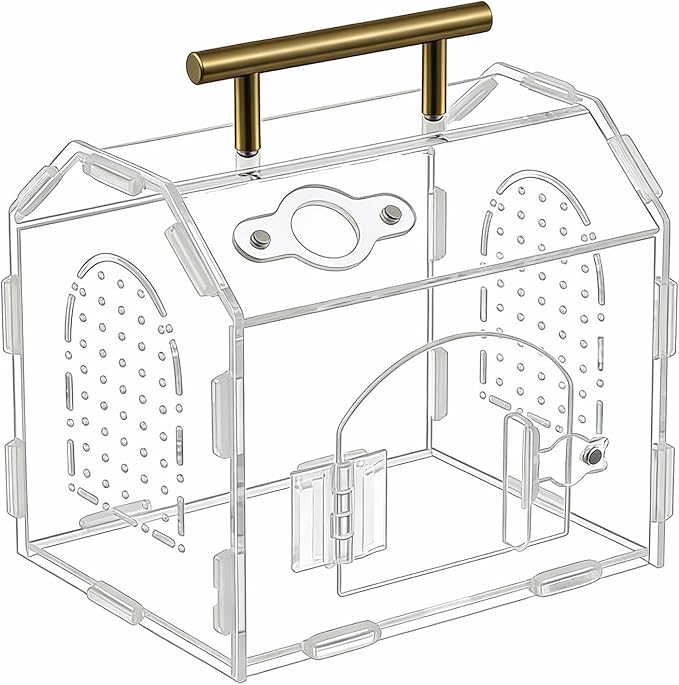 5.9" x 4.7" x 5.5" Acrylic Jumping Spider & Tarantula Enclosure – Transparent Insect Terrarium with Handle & Magnetic Door for Reptiles, Amphibians & Spiders