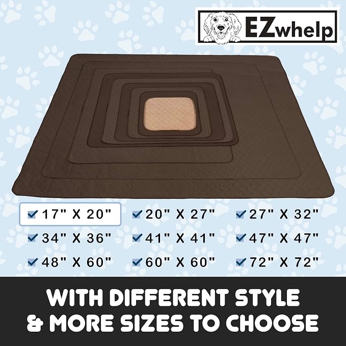 Reusable Dog Pee Pads, Washable Waterproof Puppy Training Pad 17x20 | Washable waterproof pee pads for dogs & puppies. Super absorbent, leak-proof, reusable 100+ washes with rounded corners.