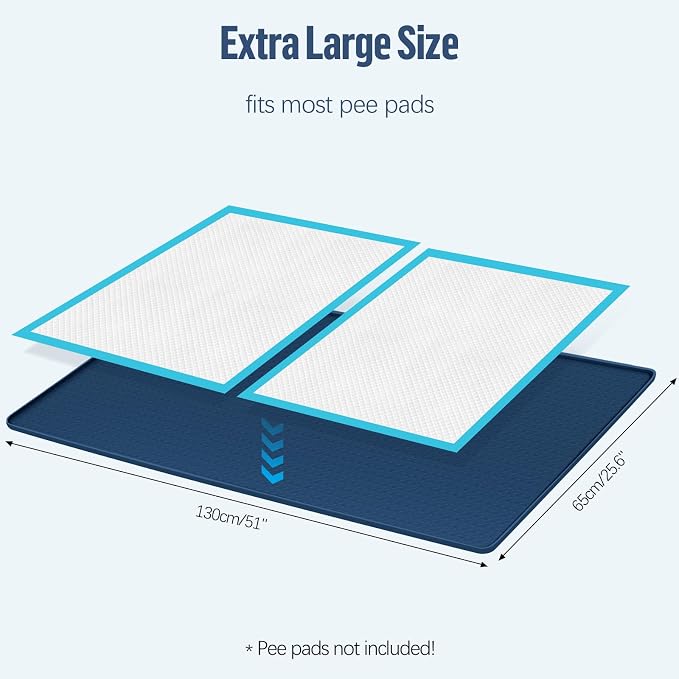 Pee Pad Holder for Dogs 51''x25.6'' Silicone Puppy Pee Pad Tray, Blue | Extra Large Dog Potty Tray Leak-Proof, High Edge, No Spill Training Pads for Floor Protection, No Pee Pads