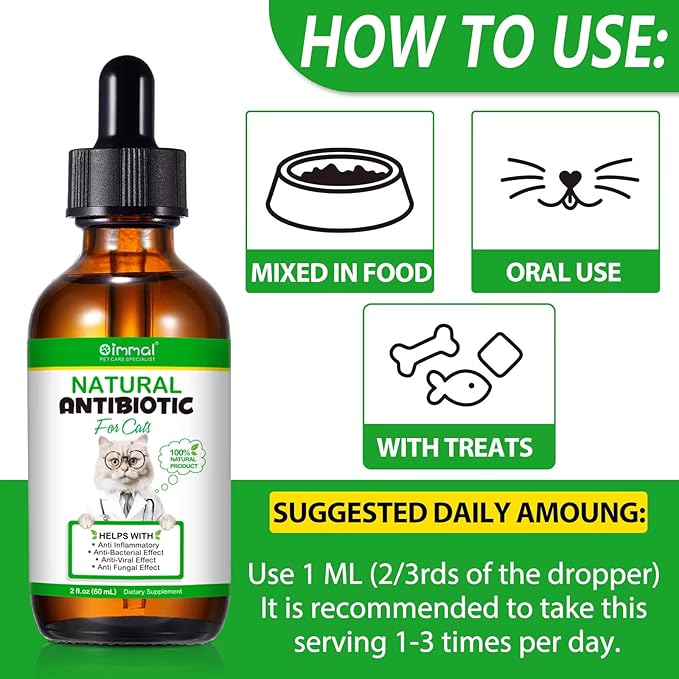 Natural Antibiotics for Cats- Pet Antibiotic - Cat Healing Aid and Skin Repair for Wounds, Sores, and Abrasions, Provides Itch Relief for Irritated Skin