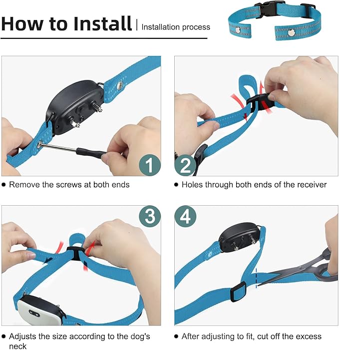 Collar Replacement Strap, Reflective Replacement Nylon Collar Strap Dog GPS Training Bark Receiver Collars, Durable Adjustable E Collar Straps for Small Medium Large Dogs, Blue