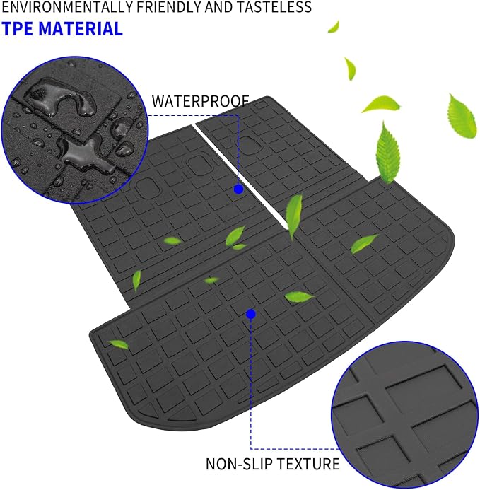 Rongtaod Cargo Mat Compatible with Hyundai Palisade 2020-2025 Trunk Mat Cargo Mat Cargo Liner All Weather Trunk Liner 2024 Palisade Accessories (Trunk Mats with Backrest Mat)