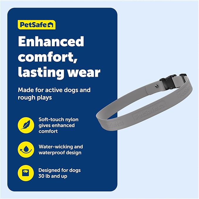 PetSafe Replacement Strap for Guardian GPS + Tracking Dog Fence Collar & Guardian GPS Dog Fence Collar - Soft Touch Material - Waterproof Material - Adjustable - Durable Design - Grey