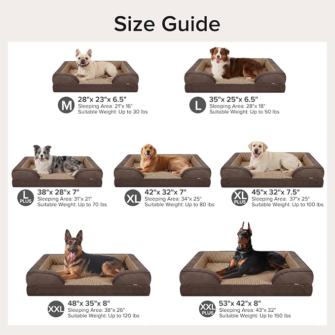 Jumbo Orthopedic Dog Bed for Extra Large Dogs, Waterproof, Egg-Crate Foam Dog Couch Bed with Washable Removable Cover, Waterproof Lining and Nonskid Bottom