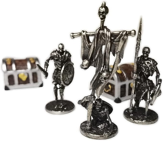 Aquarium Fish Tank Decorations, Decor Accessories Set for Glofish/Betta Fish Bowl, Small Landscape Ornaments for Guppy Fishtank, Figurines of Undead Pirates at the Bottom of the Caribbean, Cupronickel
