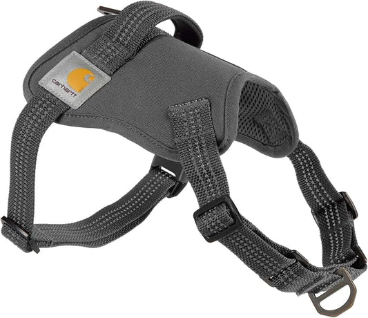 Carhartt Nylon Duck No Pull Dog Harness, Fully Adjustable Dog Harness with Quick Control Handle and Reflective Accents, Gravel, X-Large