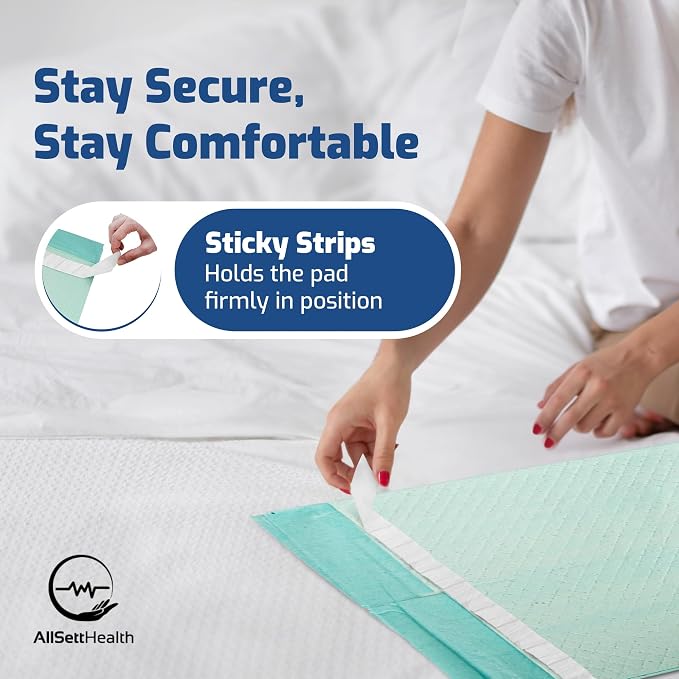 50 Pack Adhesive Disposable Bed Pads for Adults 125 Gram - 3XL 36"x36"Non Slip Chucks Pads Disposable Adult, Incontinence Bed Pads - Disposable Underpads, Waterproof Heavy Duty Pee Pads for Adults