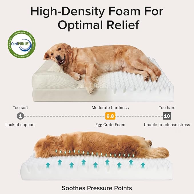 Jumbo Orthopedic Dog Bed for Extra Large Dogs, Waterproof, Egg-Crate Foam Dog Couch Bed with Washable Removable Cover, Waterproof Lining and Nonskid Bottom