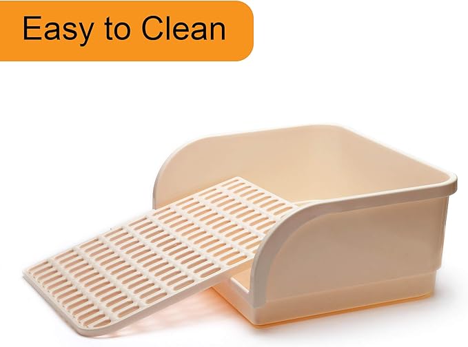CalPalmy X-Large Rabbit Litter Box with 10PCS Bonus Pads, Drawer, Corner Toilet Box 17.3" x 13" and Bigger Pet Pan for Adult Guinea Pigs, Chinchilla, Ferret, Galesaur, Small Animals