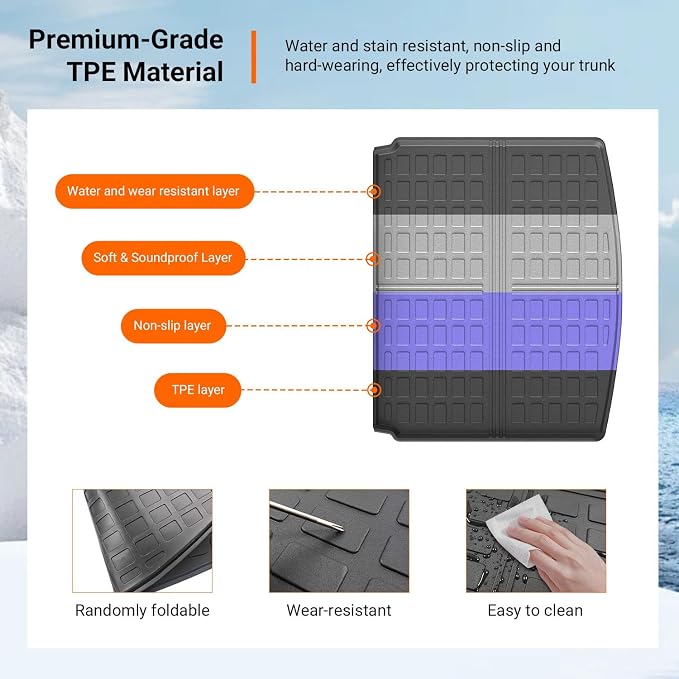 powoq Cargo Mat Compatible with 2017-2025 Jeep Compass TPE Rear Trunk Mat Cargo Liners Replacement for 2017 2018 2019 2020 2021 2022 2023 2024 2025 Jeep Compass Accessorie (Rear Trunk Mat)