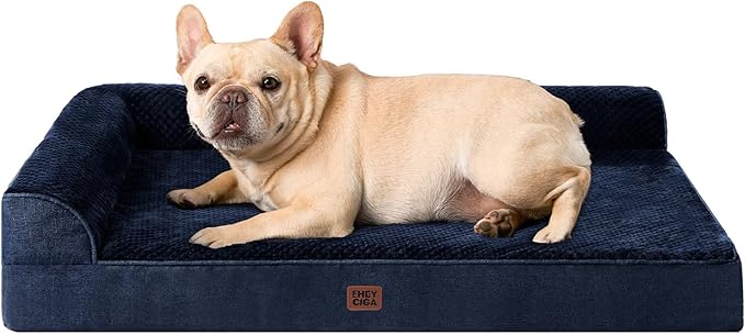EHEYCIGA Orthopedic Dog Bed Medium Size, Memory Foam Dog Bed, Navy Blue | Small Dog Sofa with Washable Removable Cover, Waterproof Pet Couch for Crate with Nonskid Bottom, 30x20x6