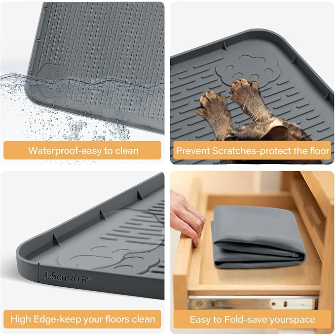 57" x40" Pee Pad Holder for Dogs Puppy Pad Holder Dark Gray | Extra Large Silicone Pee Tray for Dog Training Floor Protection Raised Edge Dog Potty Tray, No Pee Pads